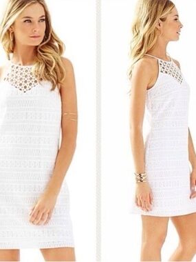 Lilly Pulitzer White Crochet Halter Mini Dress